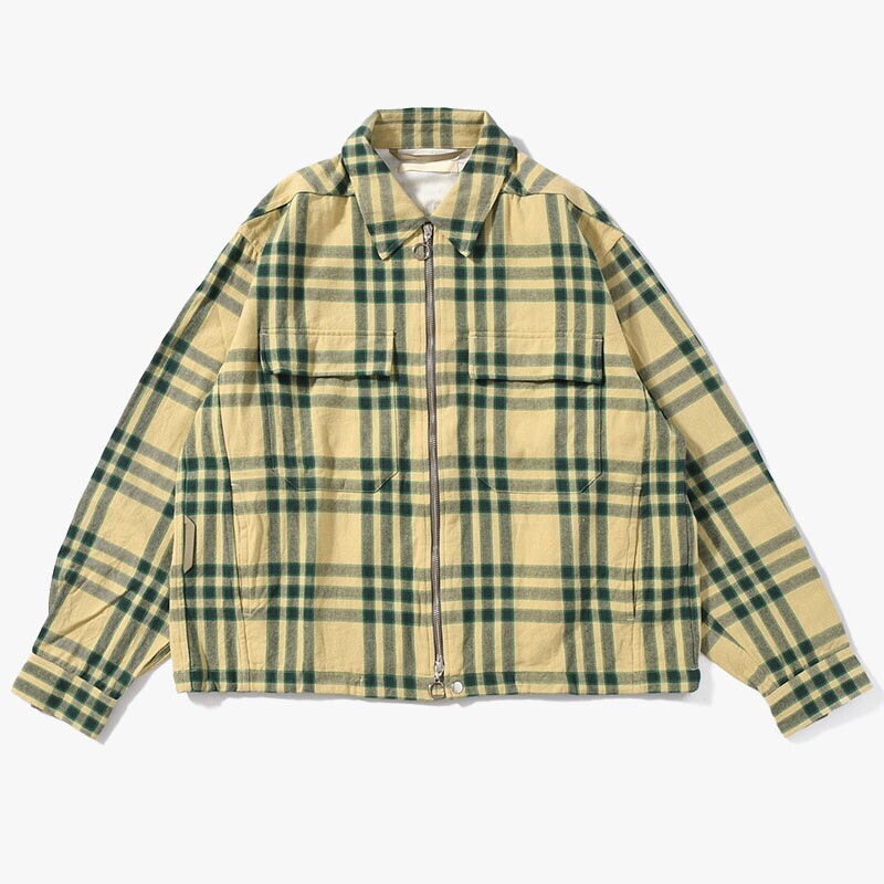 ANEI LAMB ZIP UP JACKET -BEIGE PLAID-