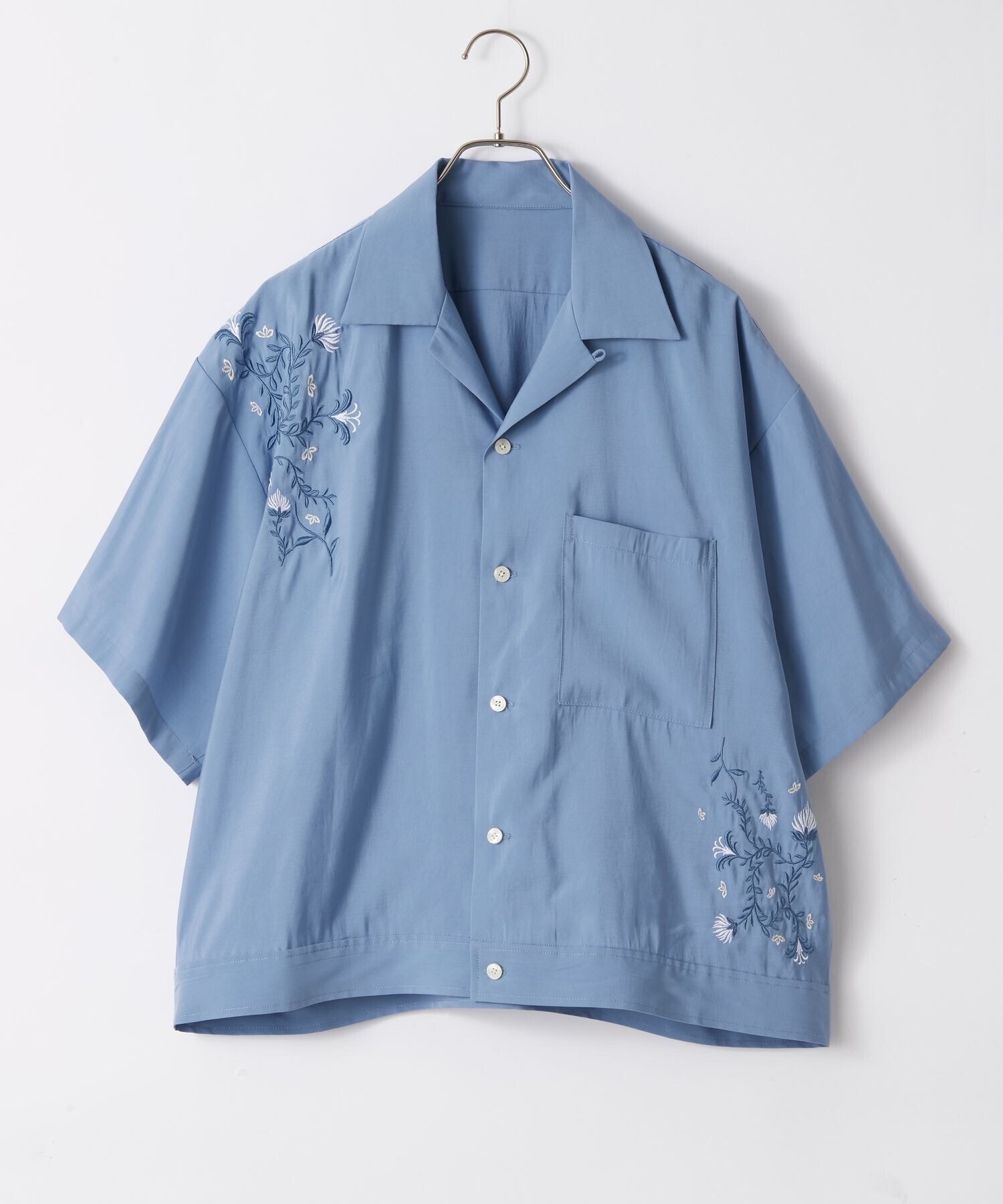 RAGEBLUE Flower Stitch Open Collar Shirts/フラワー刺繍オープンカラーシャツ