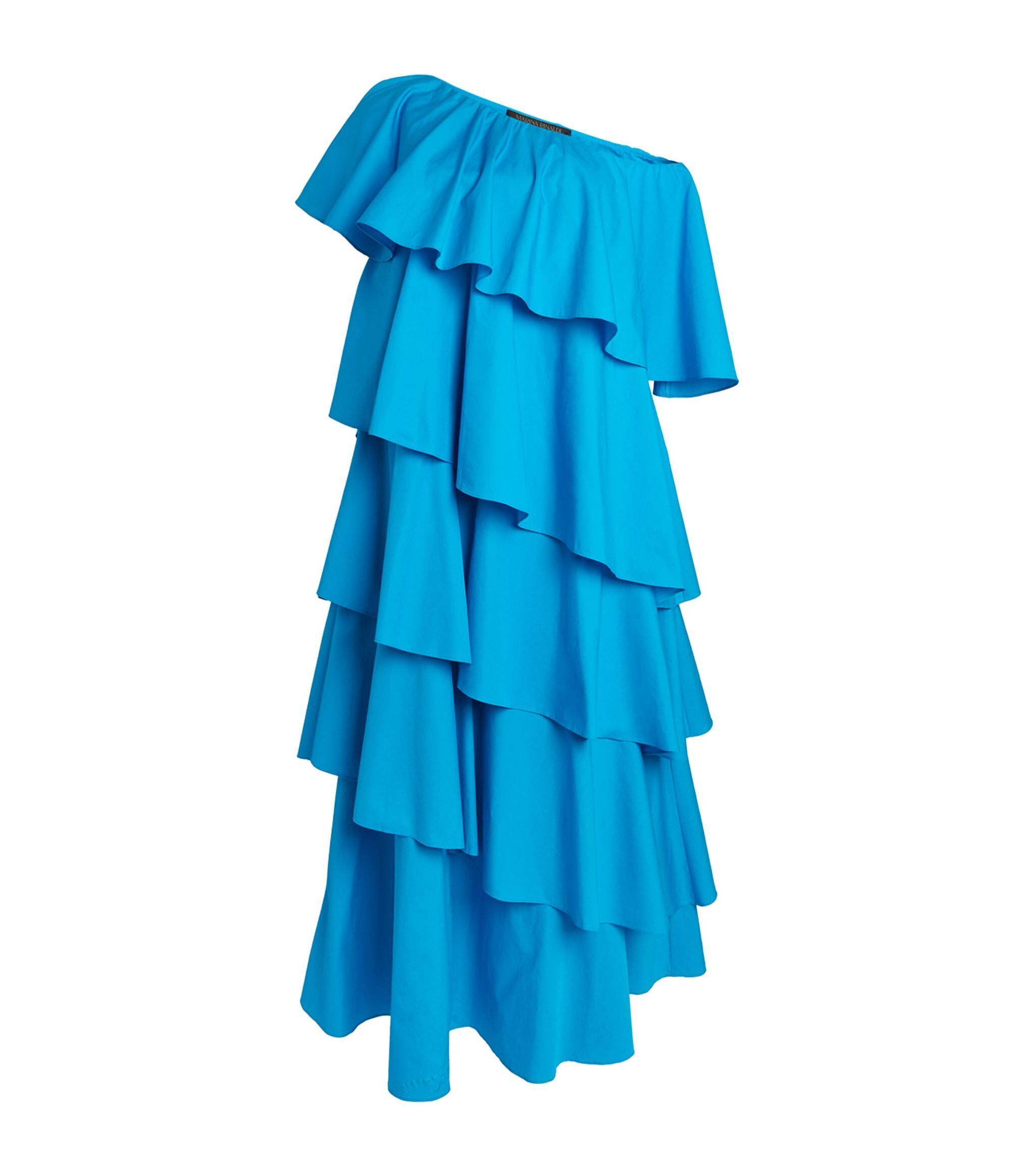 MARINA RINALDI by Sara Battaglia Ruffled One-Shoulder Maxi Dress