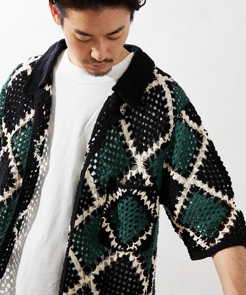 JOURNAL STANDARD relume CALIFORNIA クロシェアミ 半袖ニットシャツ 'DAIYA'