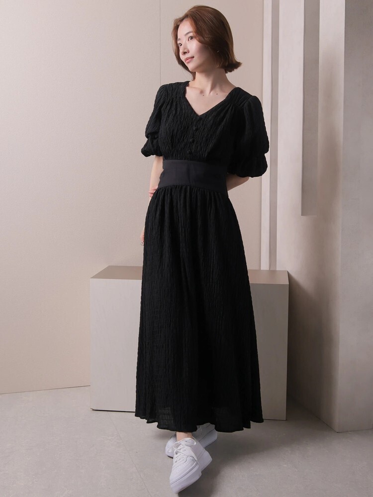 LADYMADE ダブルバルーンスリーブスリットワンピース