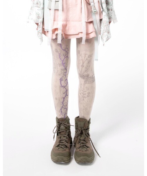 rurumu: "Unknown Plants" printed over knee socks