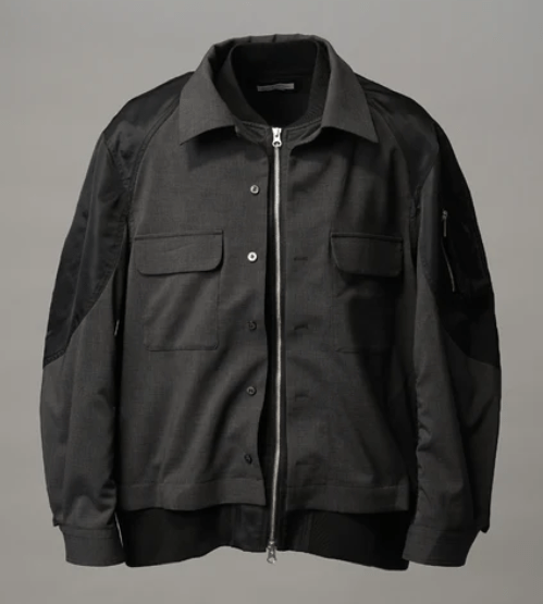 MAISON SPECIAL Layering MA-1 Docking Prime-Over Open Collar Shirt