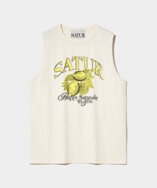SATUR Citron Summer Graphic Sleeveless Retro Ivory