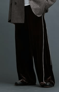 SOERTE " WIDE STRAIGHT VELVET TRACK PANTS "