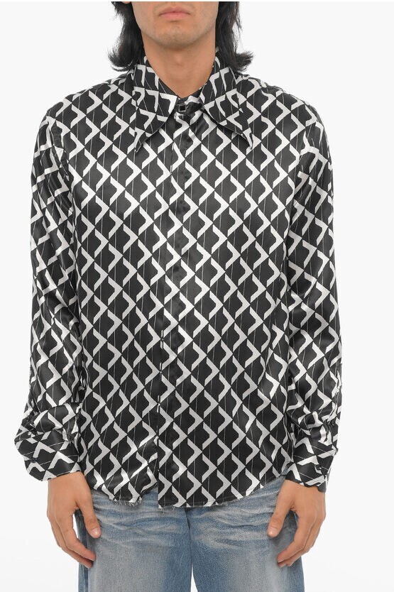 CANAKU FRAYED HEM SATIN SHIRT