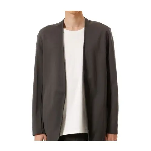 ATTACHMENT COTTON DOUBLE FACECOLLARLESS CARDIGAN