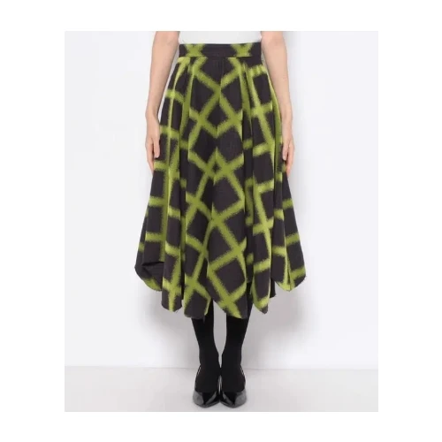 LANVIN en Bleu ブラッシュドチェックフレアスカート