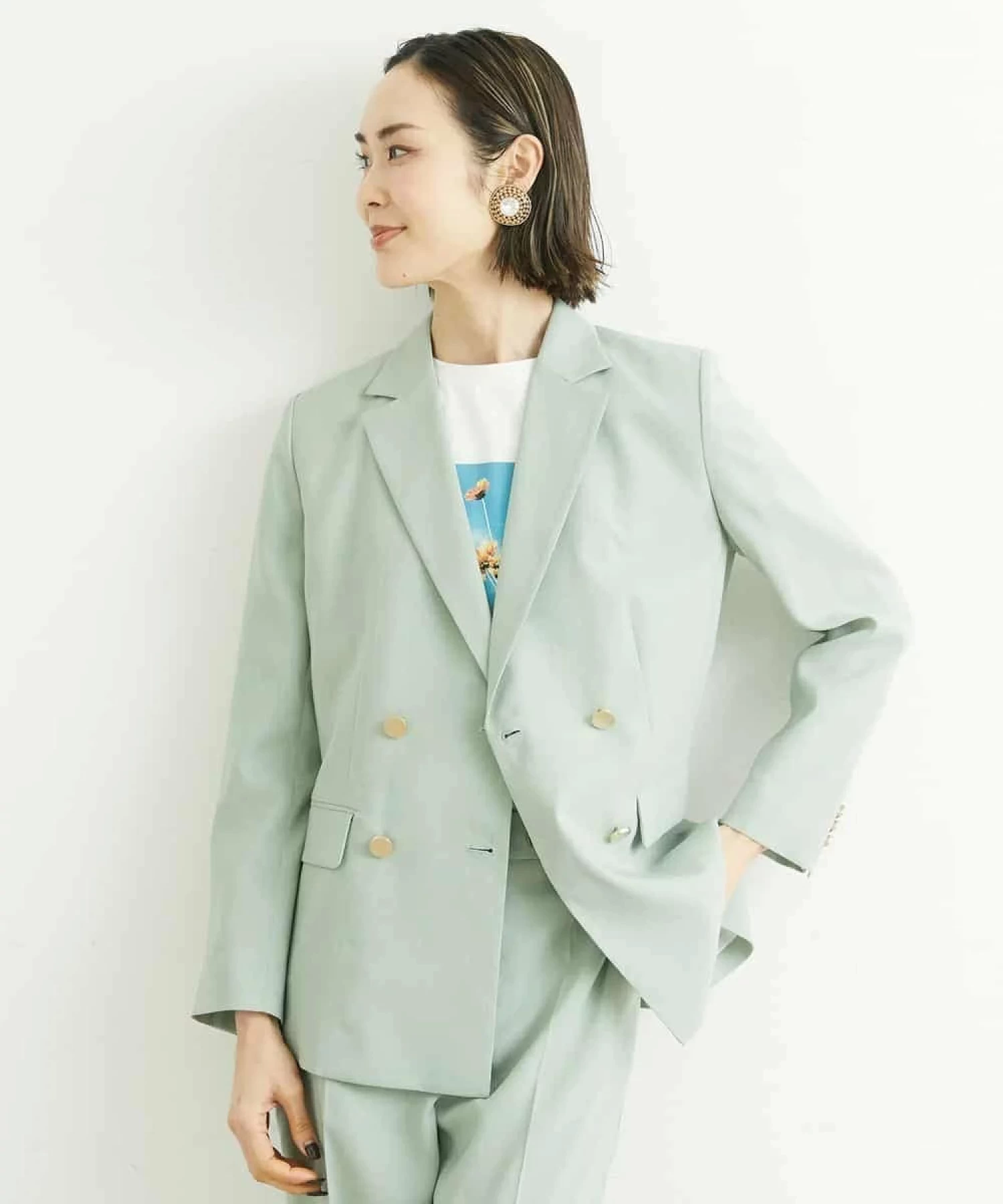 Michel Klein アイアスストレッチダブルブレストジャケット
