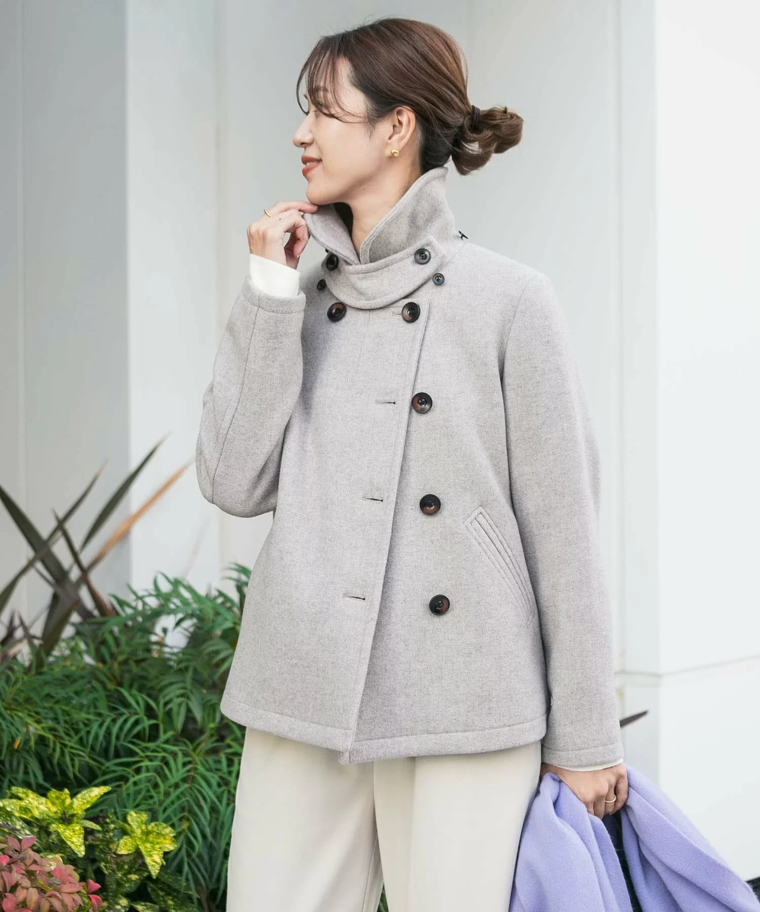 URBAN RESEARCH DOORS ショールカラー2WAYショートコート