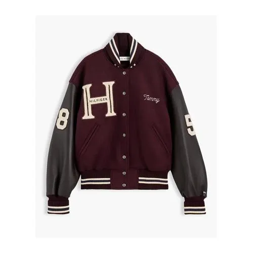 Tommy Hilfiger Manteco Wool Blend Leather Varsity Jacket