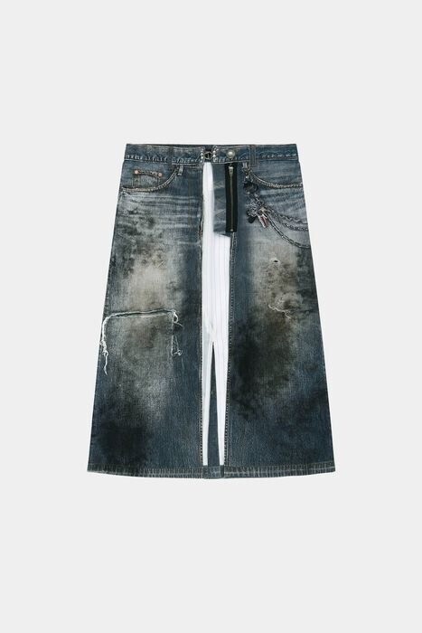 ANDERSSON BELL DENIM TROMPE-L'OEIL GRAPHIC WRAP SKIRT