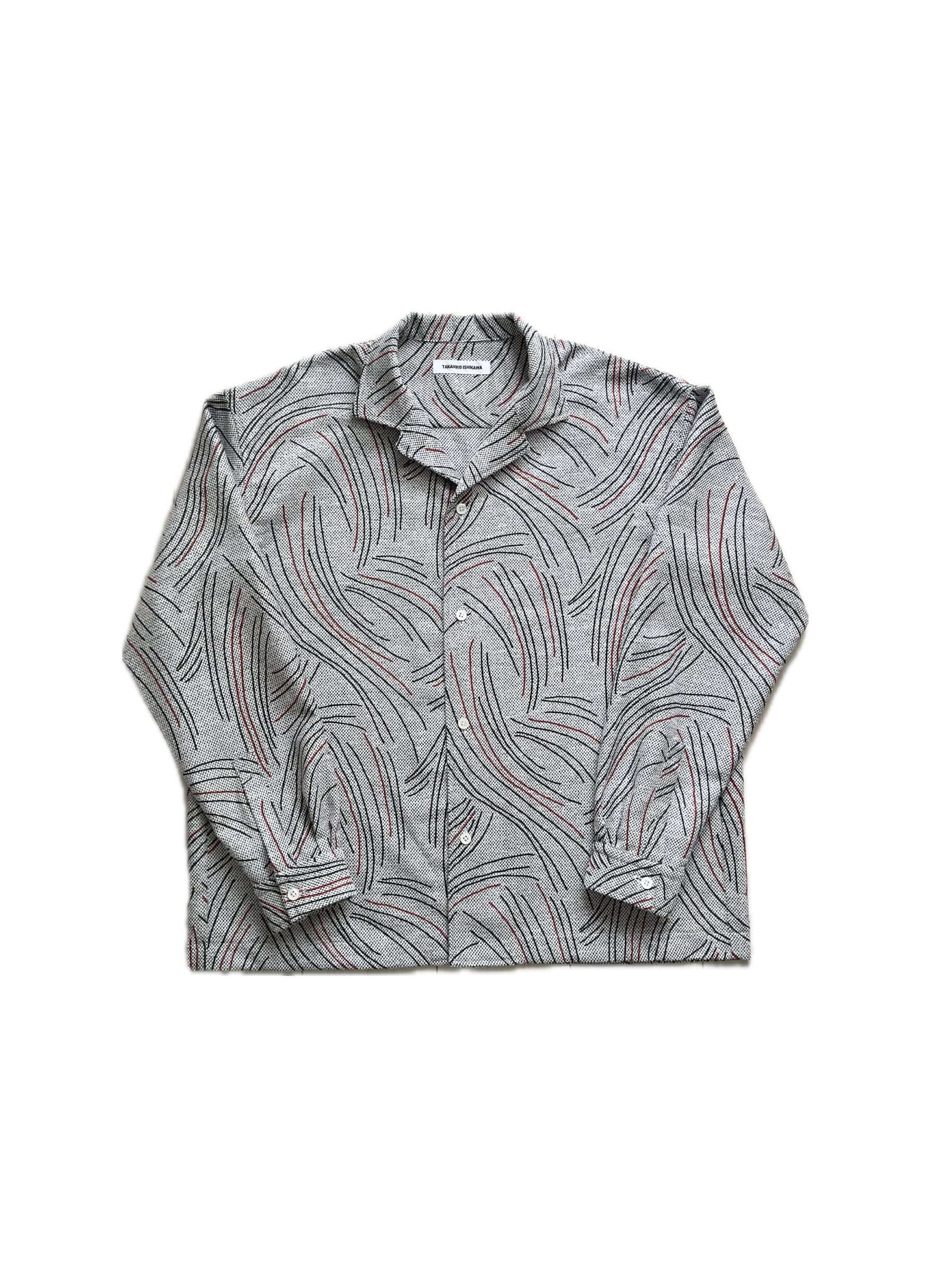 TAKAHIRO ISHIKAWA Silk jacquard open collar shirt