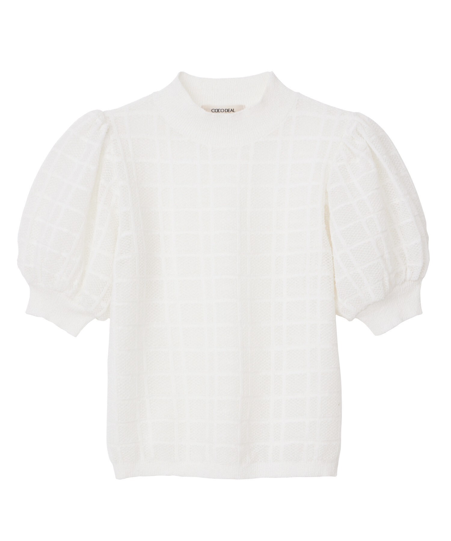 COCODEAL シアーチェックパフスリーブニット