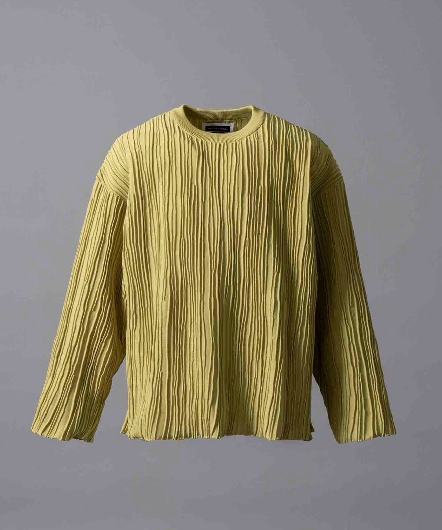 MAISON SPECIAL Prime-Over Random Pin-Tuck Crew Neck Knit Pullover