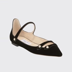 JIMMY CHOO Layton Velvet Mary Jane Ballerina Flats