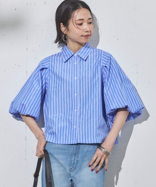 DOUX ARCHIVES バルーンスリーブストライプブラウス