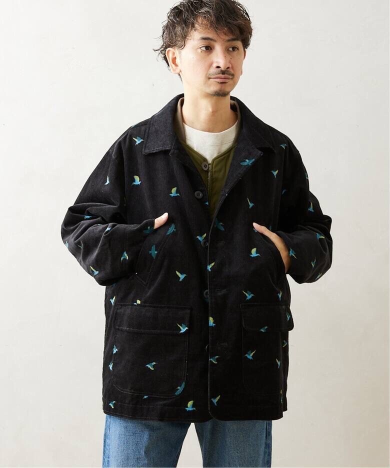 JOURNAL STANDARD relume 総柄 コーデュロイ ハンティングジャケット "BIRD"
