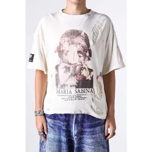 TALKING ABOUT THE ABSTRACTION PRINT BONDING BORO T-SHIRTS / MARIA