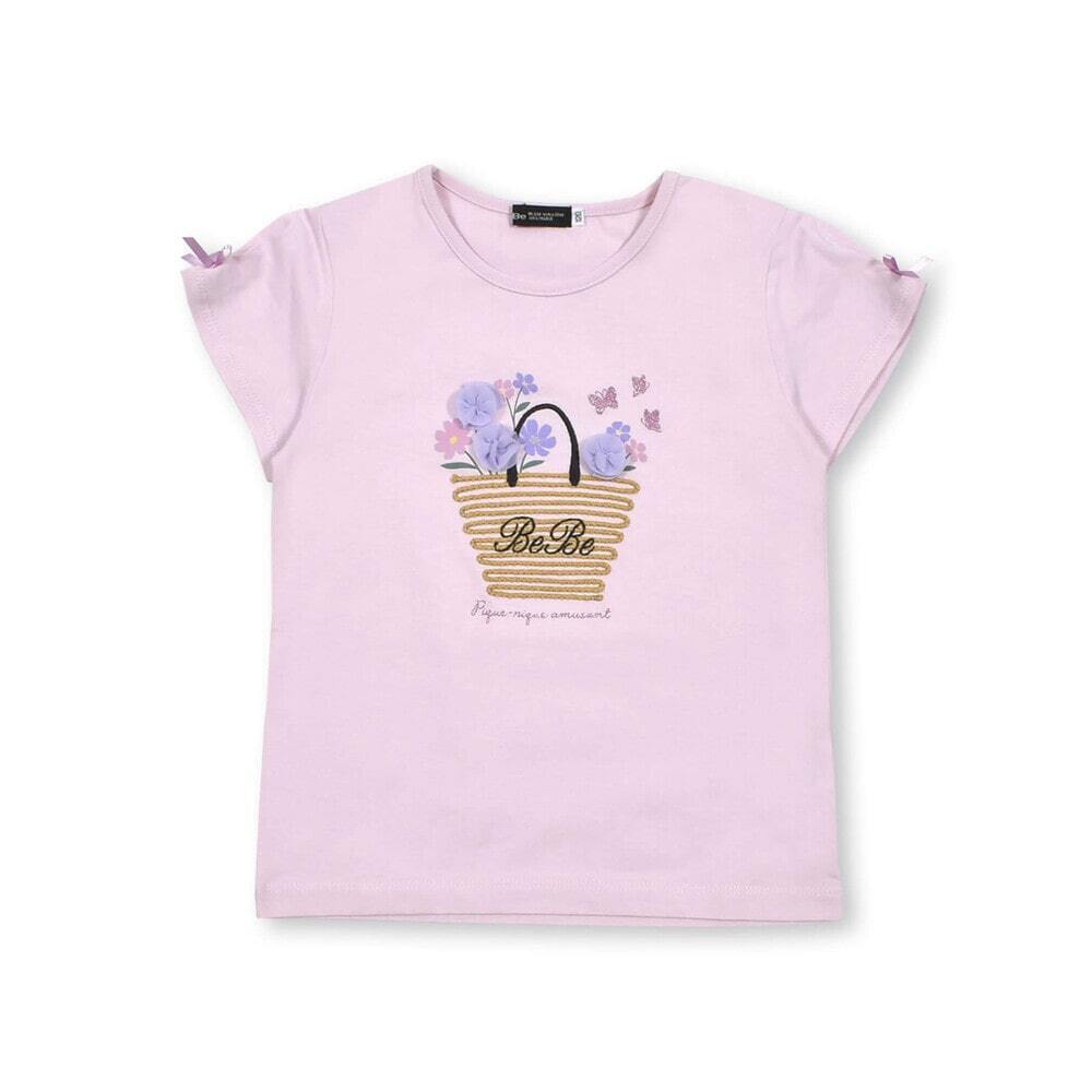 bebe フラワーバスケットコード刺しゅう天竺Tシャツ
