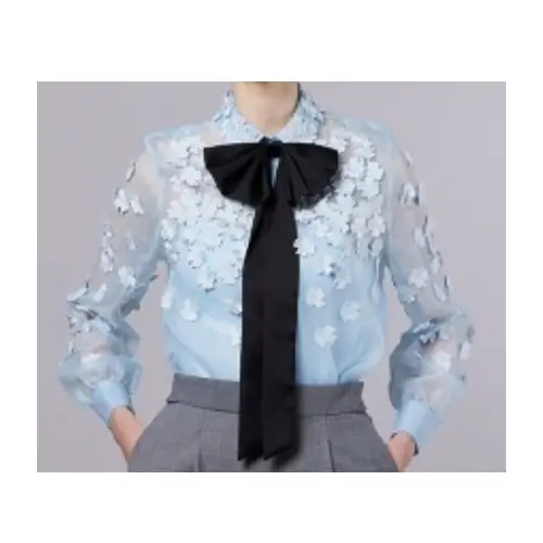 DOUBLE STANDARD CLOTHING オーガンジーフラワーボウタイシャツ