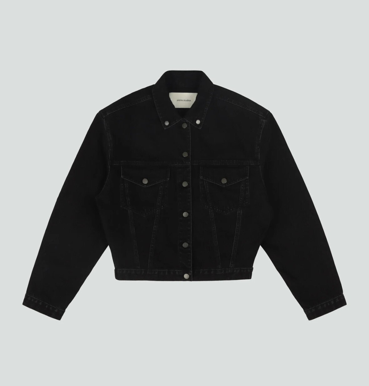 entire studios SHRUNKEN DENIM JACKET MAGNETITE