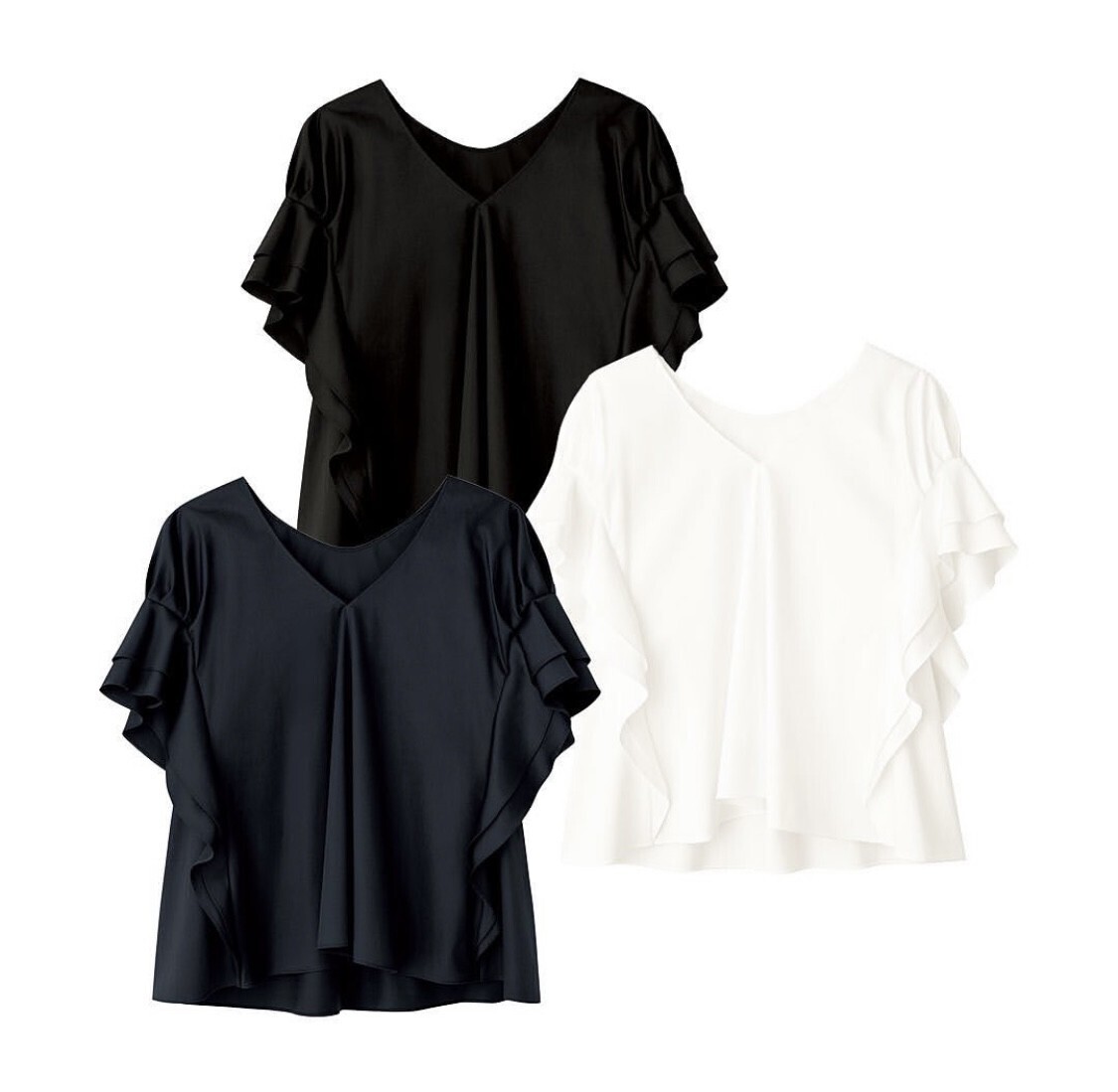 ADEAM Blouse "Shoulder Cascade V Neck Drop"