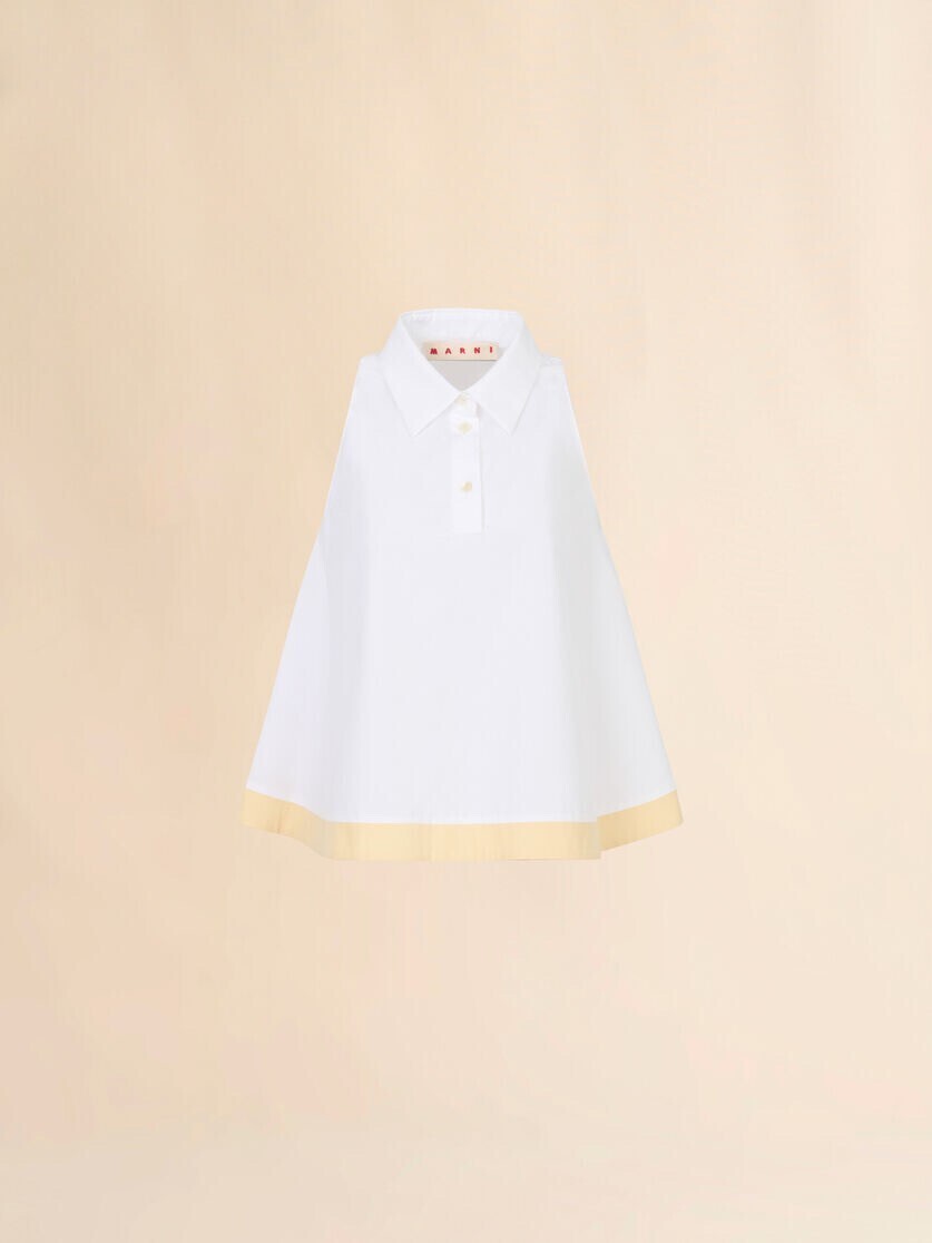 MARNI ホワイト オーガニックポプリン ポロトップ