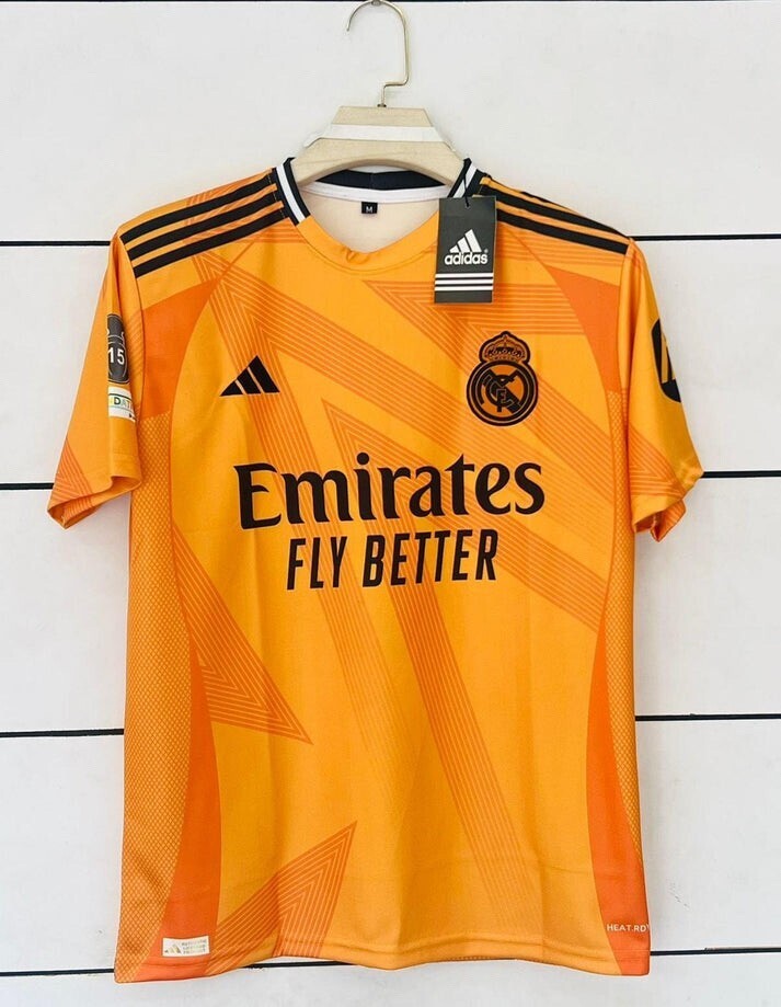 adidas MBAPPÉ Realmadrid orange jersey half sleeve away kit