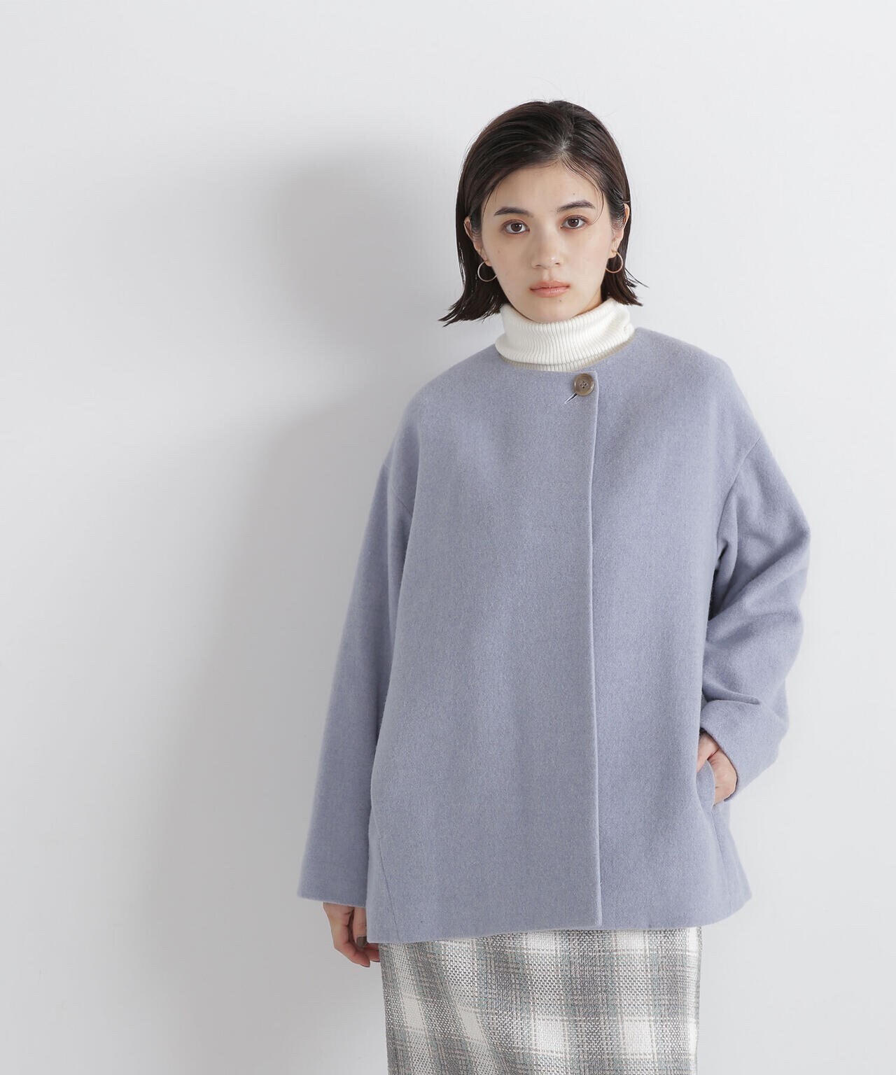 NATURAL BEAUTY BASIC カシミヤブレンドハーフコート