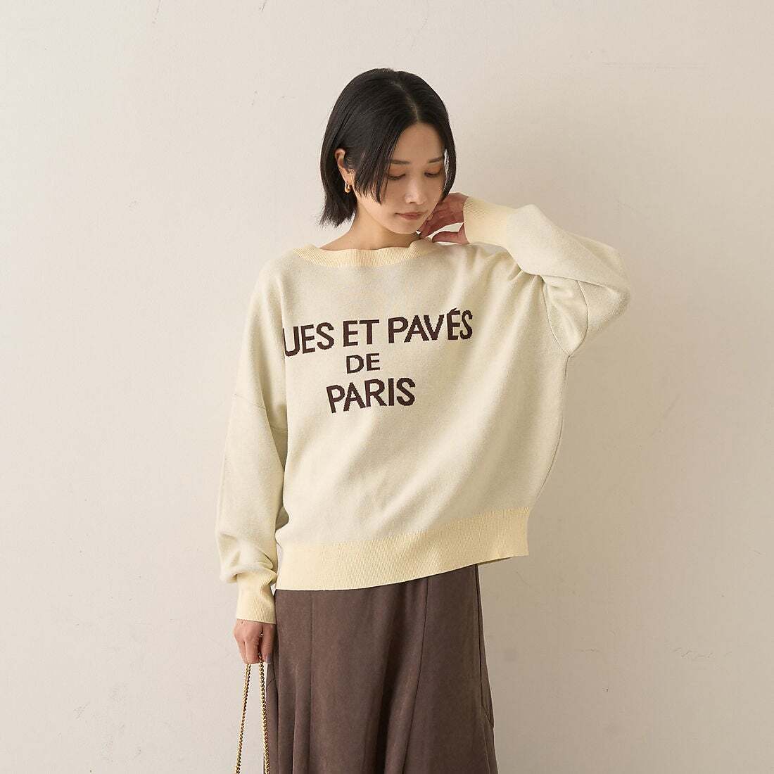 Rouge vif la cle ジャガードロゴニット