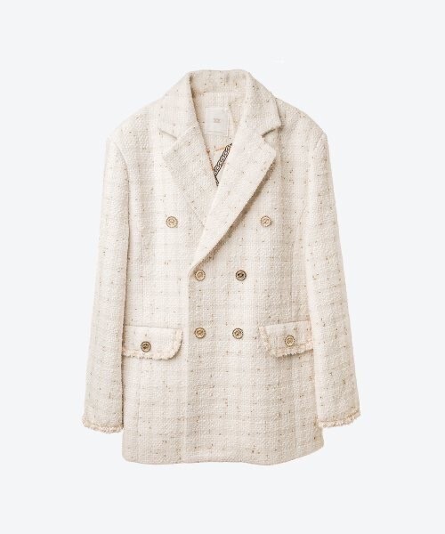 UNTAGE Double breasted bouclé tweed blazer