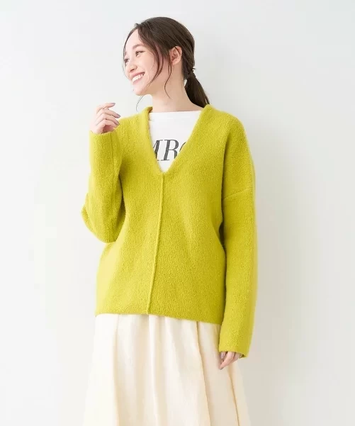 MICA&DEAL ダブルフェイスVネックニットプルオーバー