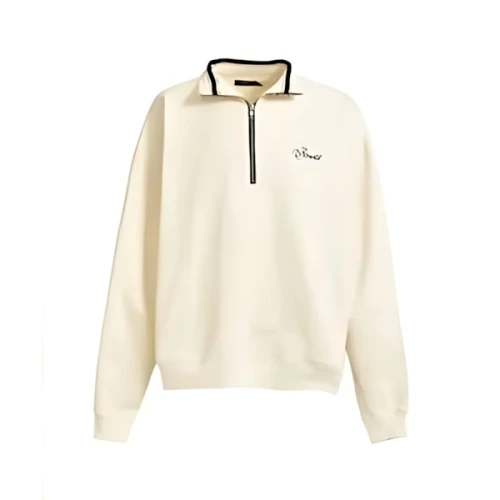 BREATH SCRIPT LOGO HALF ZIP SWEAT / WHITE