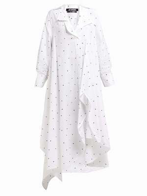 JACQUEMUS Rosaria polka-dot front slit maxi dress