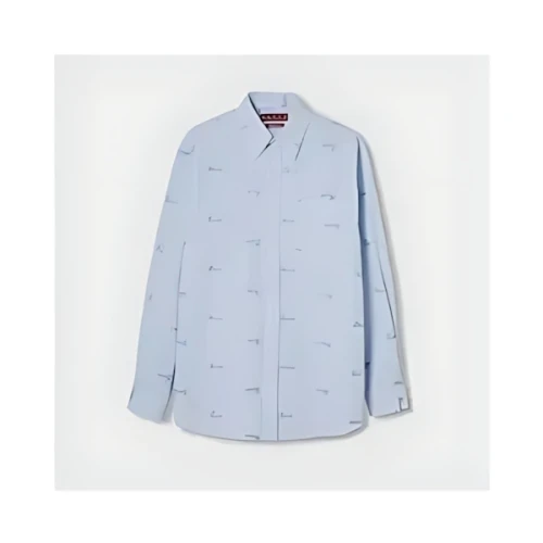 GUCCI Embroidered striped cotton shirt