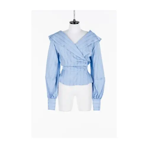 FETICO ROSE JAQUARD STRIPE SAILOR COLLAR BLOUSE