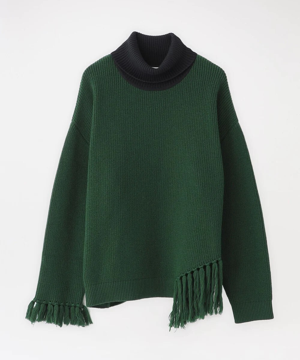 CULLNI Asymmetrical Fringe Turtleneck Knit