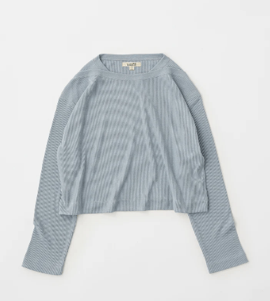 unfil raw silk rib-jersey cropped long sleeve Tee
