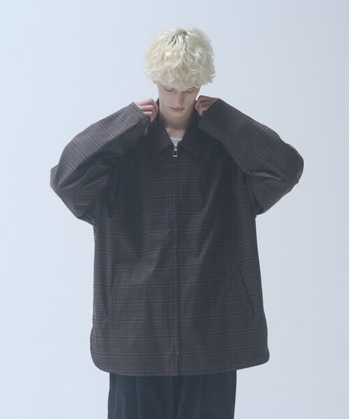 DOOPZ Oversized zip up check shirt jacket