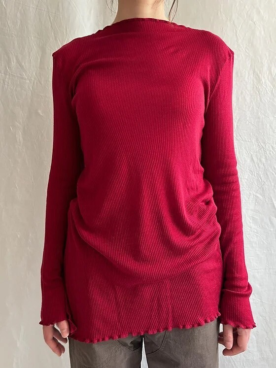 kengo tencel wool slash neck long sleeve top