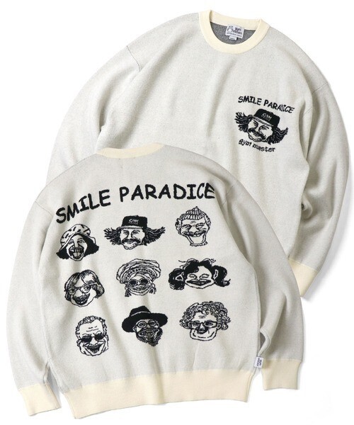 gym master ジャガードニットSMILE PARADICE クルーネック