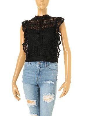 Delyle NOIR バックオープンレースハイネックトップス