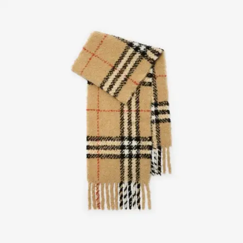 BURBERRY チェック アルパカウールブレンド ブークレスカーフ