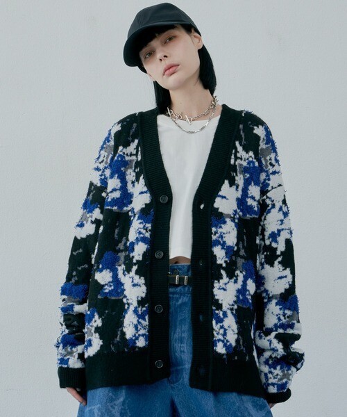 AIVER ミックス柄カーディガン