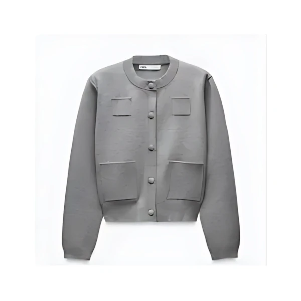 ZARA プレーンニットジャケット パデッドショルダー