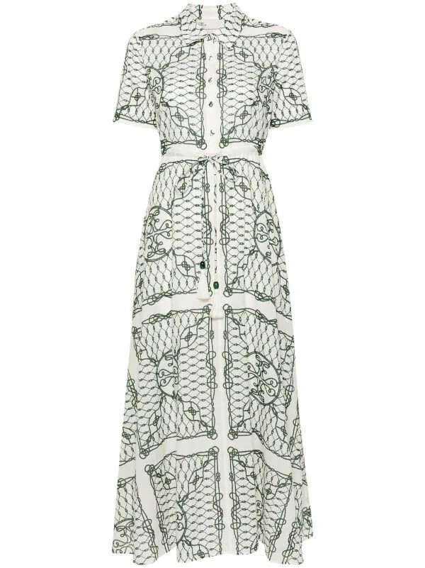 Tory Burch ノットプリント フレアシャツドレス