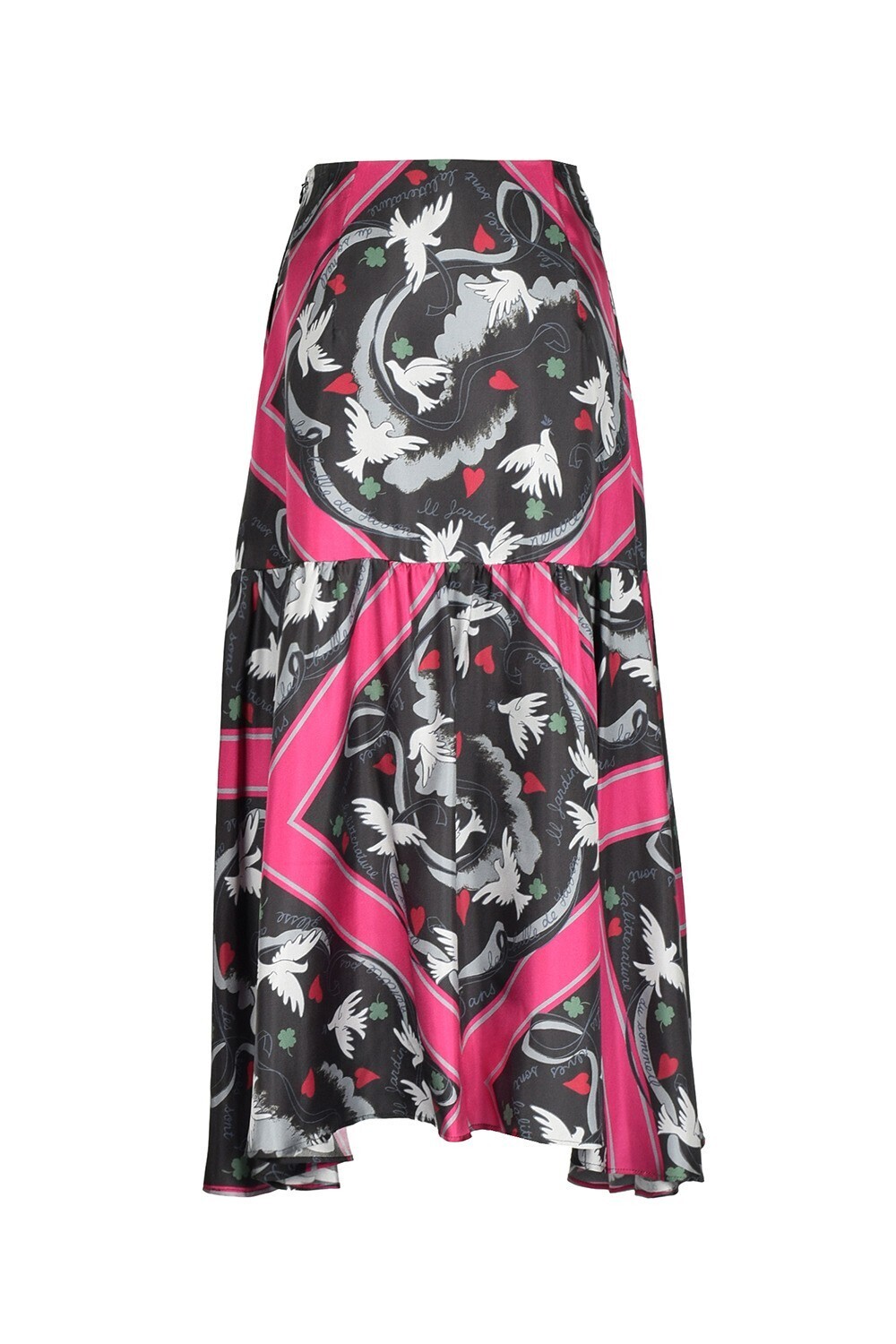 KEITAMARUYAMA Dove &Heart Scarf print スカート