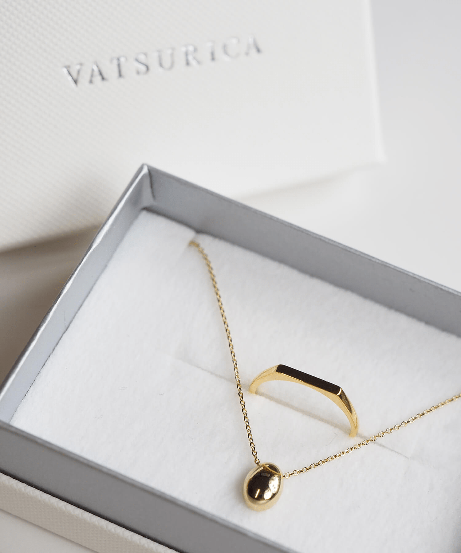 VATSURICA 《silver925》BOX付ネックレス＆リングSET(metalic)