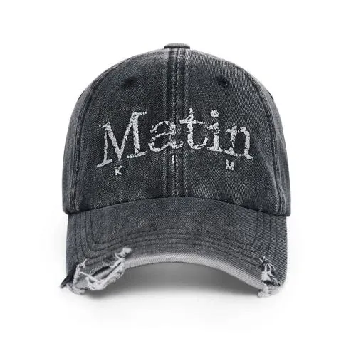 Matin Kim VINTAGE DISTRESSED DENIM BALL CAP
